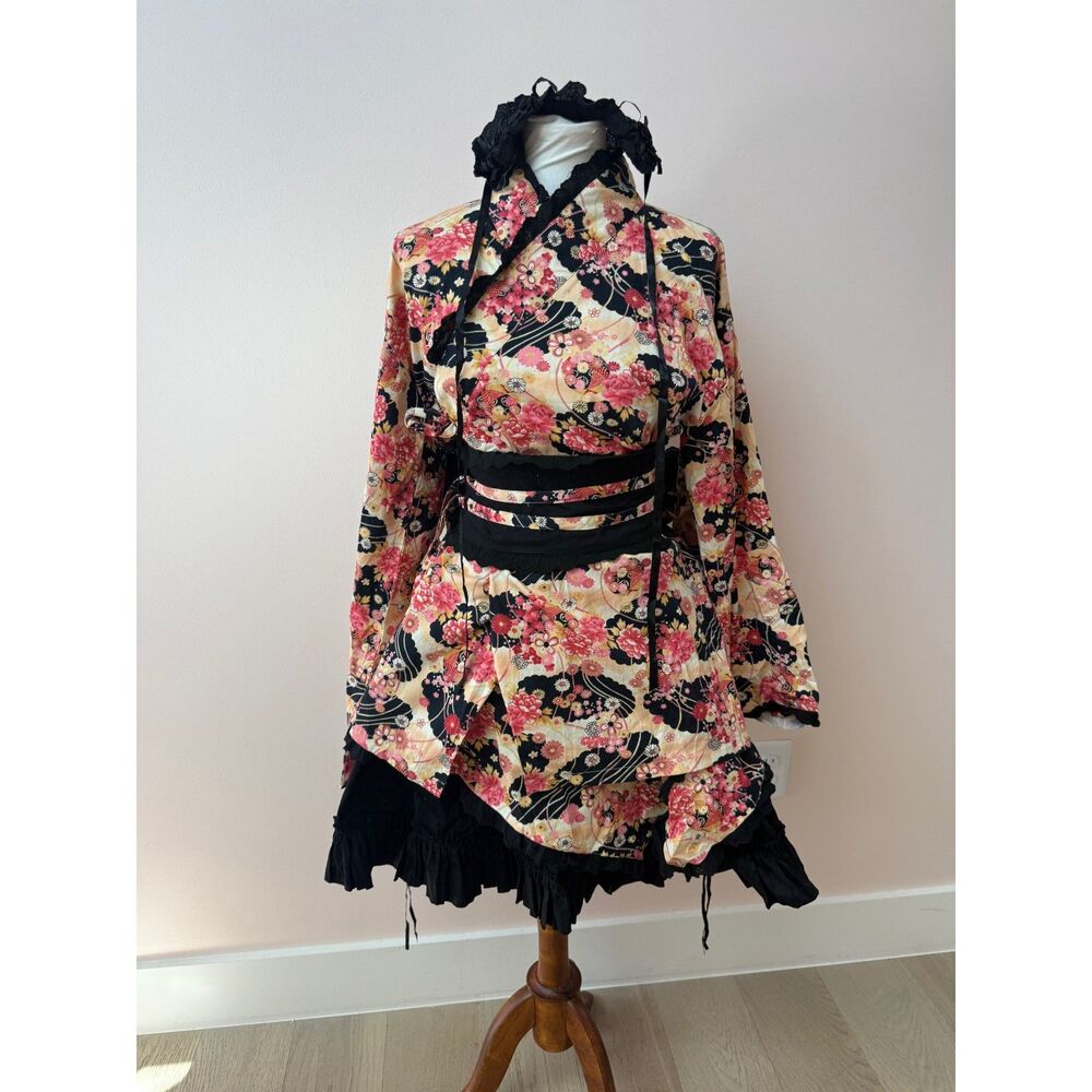 Rare Y2K Bodyline Floral Kimono Lolita Dress Skirt Set Japanese Cosplay S-M